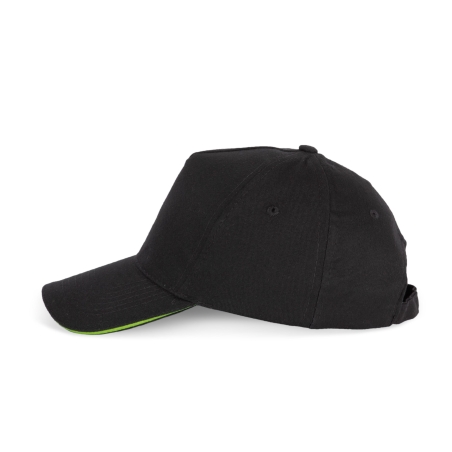 Casquette 5 panneaux sandwich contrasté Noir/Lime K-up – vue 3