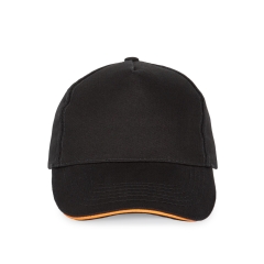 Casquette 5 panneaux sandwich contrasté Noir/Orange K-up