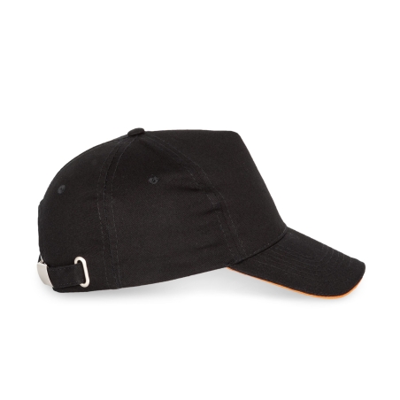 Casquette 5 panneaux sandwich contrasté Noir/Orange K-up – vue 3
