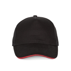 Casquette 5 panneaux sandwich contrasté Noir/Rouge K-up