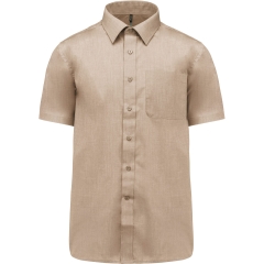 Chemise popeline polycoton manches courtes beige homme Kariban