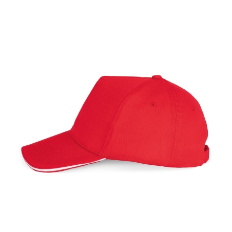 Casquette 5 panneaux sandwich contrasté Rouge/Blanc K-up – vue 3