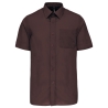Chemise Popeline Polycoton Manches Courtes Marron Kariban