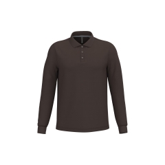 Polo manches longues homme Marron Kariban – Coton peigné 220 g/m²