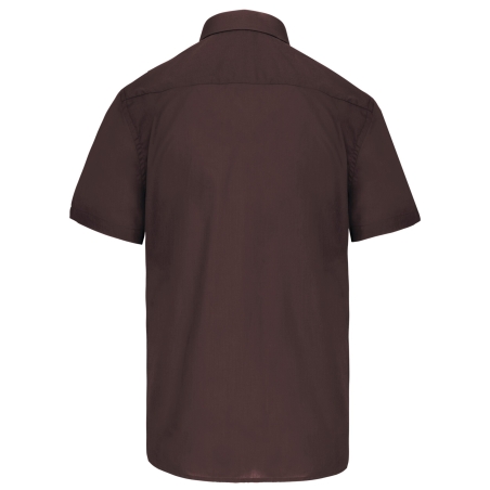 Chemise Popeline Polycoton Manches Courtes Marron Kariban – vue 2