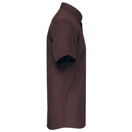 Chemise Popeline Polycoton Manches Courtes Marron Kariban – vue 3