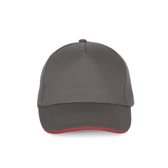 Casquette 5 panneaux sandwich contrasté Gris/Rouge K-up