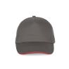 Casquette 5 panneaux sandwich contrasté Gris/Rouge K-up