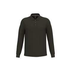 Polo manches longues homme Kariban vert kaki – 220 g/m²
