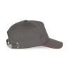 Casquette 5 panneaux sandwich contrasté Gris/Rouge K-up – vue 3