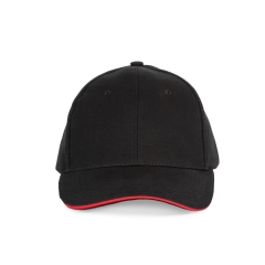 Casquette 6 panneaux sandwich contrasté Noir/Rouge K-up