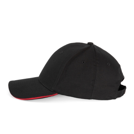 Casquette 6 panneaux sandwich contrasté Noir/Rouge K-up – vue 3