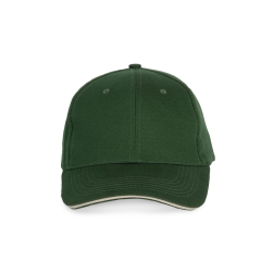 Casquette 6 panneaux sandwich contrasté Vert Forest Green / Beige K-up