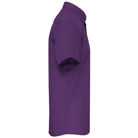 Chemise Popeline Polycoton Manches Courtes Violet – Kariban – vue 3