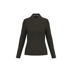 Polo manches longues femme Dark Khaki Kariban – Vert