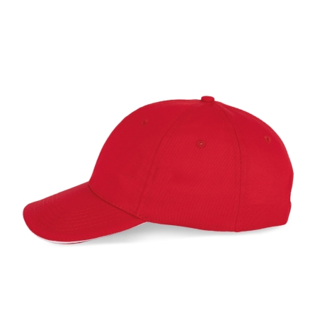 Casquette 6 panneaux sandwich contrasté Rouge/Blanc K-up – vue 3