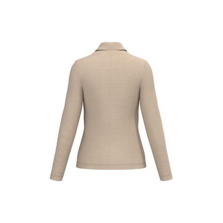 Polo manches longues femme Kariban beige – coton peigné 220 g/m² – vue 2