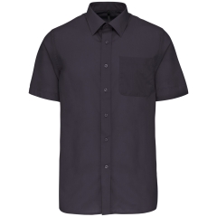 Chemise Popeline Polycoton Manches Courtes Gris Kariban
