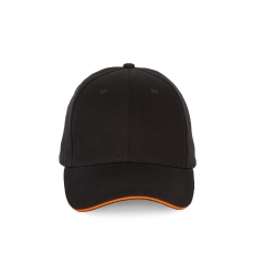 Casquette sandwich contrasté 6 panneaux Noir/Orange K-up