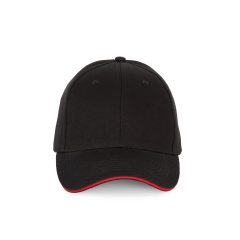 Casquette 6 panneaux sandwich contrasté Noir/Rouge K-up