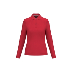 Polo Manches Longues Femme Rouge Kariban – 220 g/m²