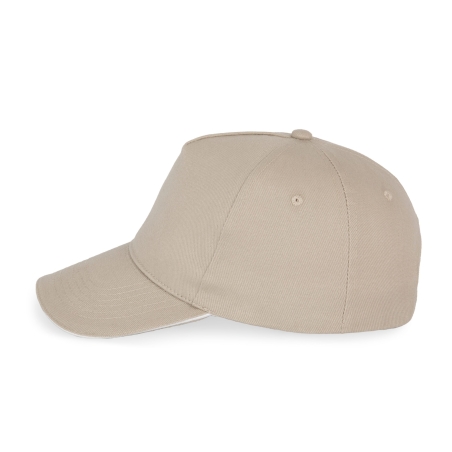Casquette 5 panneaux Beige & White K-up – personnalisable – vue 3