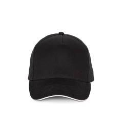 Casquette 5 panneaux Noir/Blanc K-up – Coton 260 g/m²
