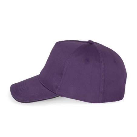 Casquette 5 panneaux Violet / Gris foncé K-up – Coton 260 g/m² – vue 3