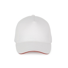 Casquette 5 panneaux Blanc/Rouge K-up – personnalisable