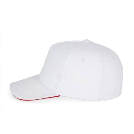 Casquette 5 panneaux Blanc/Rouge K-up – personnalisable – vue 3