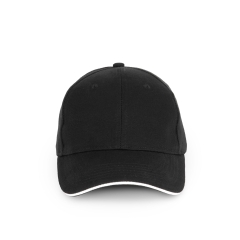 Casquette coton bio 6 panneaux sandwich contrasté Noir/Blanc K-up