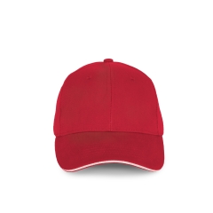 Casquette coton bio 6 panneaux sandwich contrasté Rouge - K-up