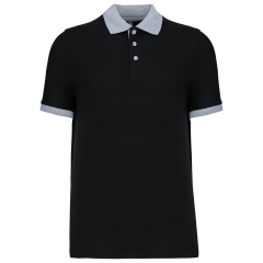 Polo piqué bicolore homme Noir / Gris Oxford Kariban