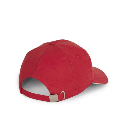 Casquette coton bio 6 panneaux sandwich contrasté Rouge - K-up – vue 2