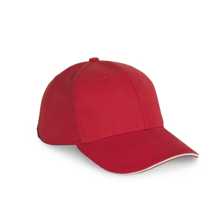 Casquette coton bio 6 panneaux sandwich contrasté Rouge - K-up – vue 3