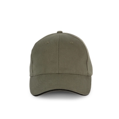 Casquette bio 6 panneaux sandwich contrasté Vert Khaki K-up