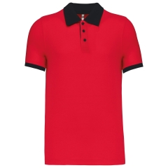 Polo piqué bicolore Rouge/Noir homme Kariban
