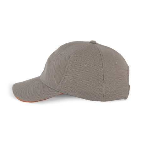 Casquette sport grise & orange K-up – 6 panneaux polyester piqué – vue 3