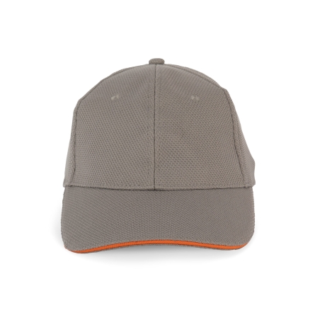 Casquette sport grise & orange K-up – 6 panneaux polyester piqué – vue 4