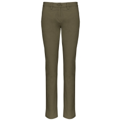 Pantalon chino femme slim vert kaki Kariban – Gamme Sailing