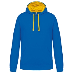 Sweat-shirt capuche contrastée Kariban Bleu Royal/Jaune homme