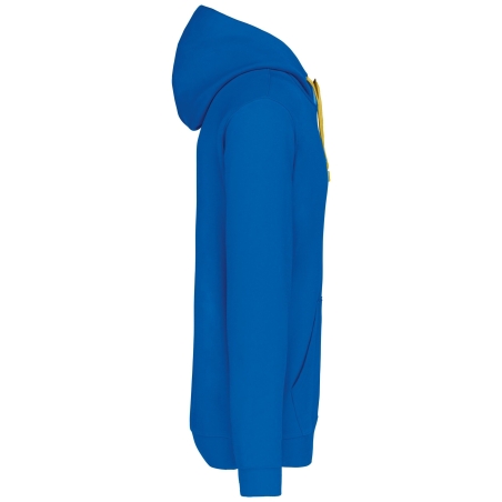 Sweat-shirt capuche contrastée Kariban Bleu Royal/Jaune homme – vue 3