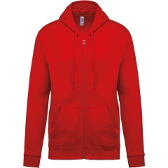 Sweat-shirt zippé capuche unisexe Rouge Kariban