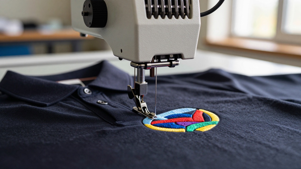 Broderie d'un logo sur un vêtement de travail