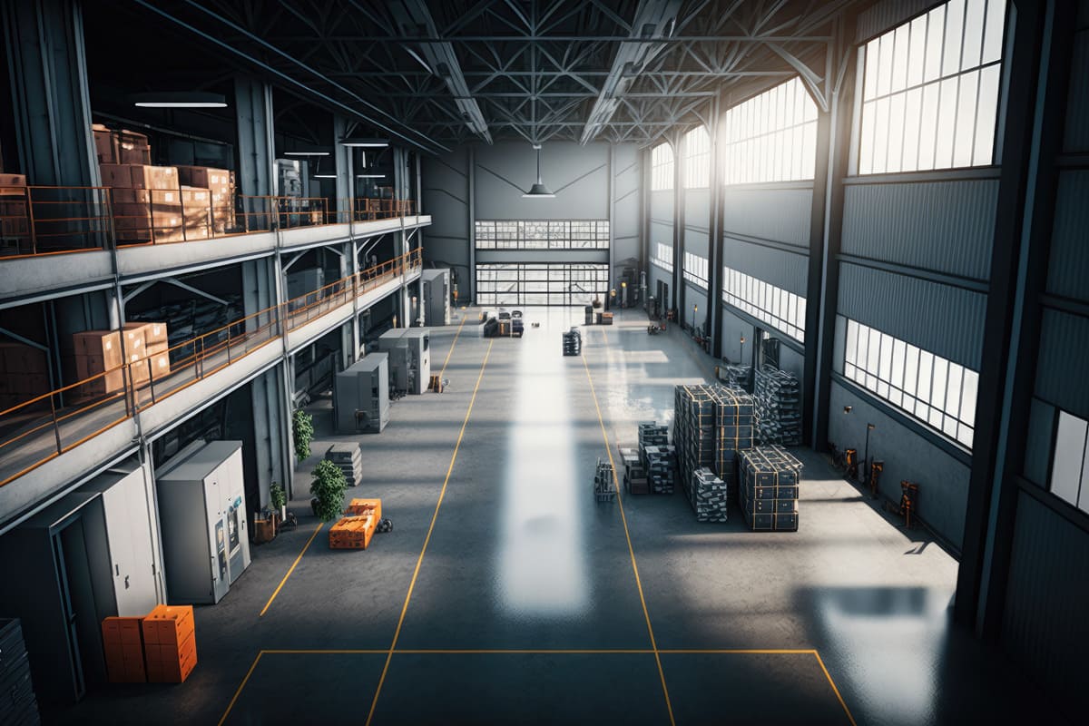 interieur grand entrepot logistique